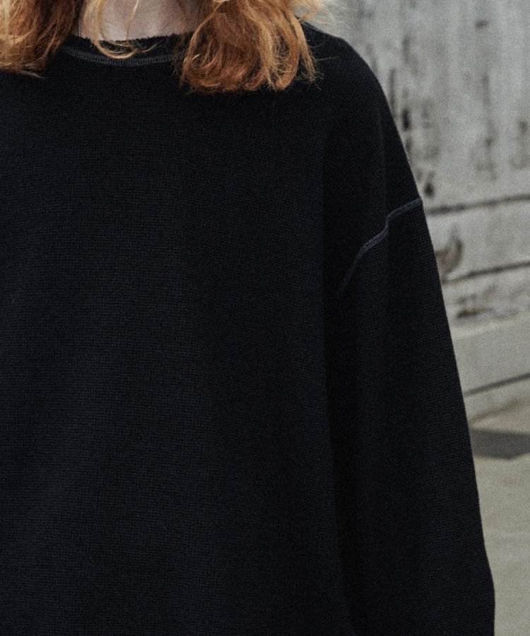 gushpaper WAFFLE L/S TEE BLACK Mサイズ Waffle L/S Crew Neck Tee｜ANYTHING GOES